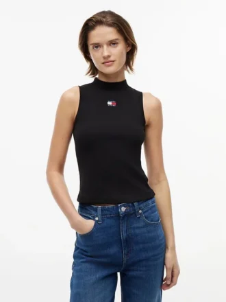 Camiseta sin mangas de cuello alto y corte ajustado de Tommy Jeans