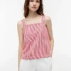 Camiseta sin mangas de mezcla de lino a cuadros vichy Camiseta sin mangas de mezcla de lino a cuadros vichy