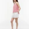 Camiseta sin mangas de mezcla de lino a cuadros vichy Camiseta sin mangas de mezcla de lino a cuadros vichy