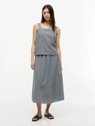Camiseta sin mangas de mezcla de lino a cuadros vichy