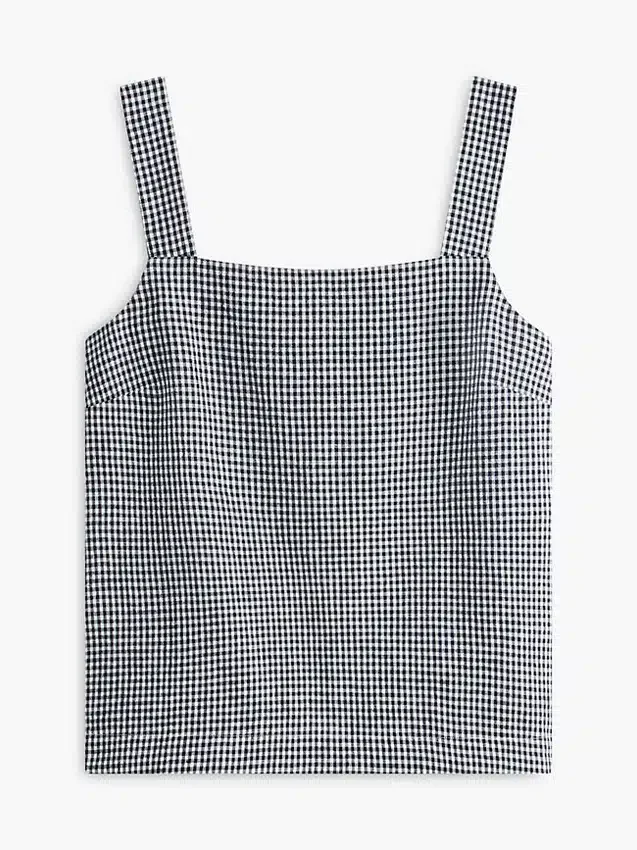 Camiseta sin mangas de mezcla de lino a cuadros vichy Camiseta sin mangas de mezcla de lino a cuadros vichy