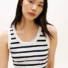 Camiseta sin mangas de punto acanalado a rayas