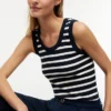 Camiseta sin mangas de punto acanalado a rayas