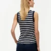 Camiseta sin mangas de punto acanalado a rayas