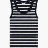 Camiseta sin mangas de punto acanalado a rayas
