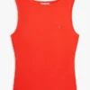 Camiseta sin mangas de punto acanalado con cuello barco y corte ajustado