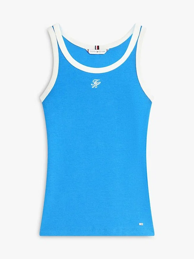 Camiseta sin mangas de punto acanalado con monograma Camiseta sin mangas de punto acanalado con monograma