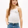 Camiseta sin mangas de punto calado a rayas para niños Camiseta sin mangas de punto calado a rayas para niños