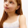 Camiseta sin mangas de punto calado a rayas para niños Camiseta sin mangas de punto calado a rayas para niños
