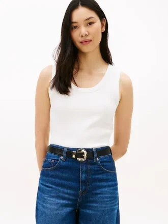Camiseta sin mangas de punto elástico