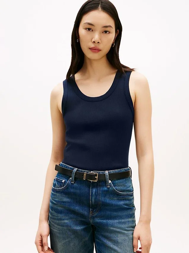 Camiseta sin mangas de punto elástico Camiseta sin mangas de punto elástico