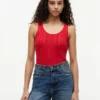 Camiseta sin mangas de punto mixto