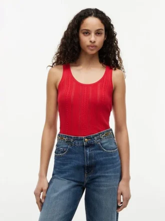 Camiseta sin mangas de punto mixto