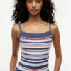 Camiseta sin mangas de rayas con punto trenzado