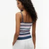 Camiseta sin mangas de rayas con punto trenzado