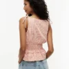 Camiseta sin mangas de seersucker a cuadros vichy con fruncidos