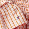 Camiseta sin mangas de seersucker a cuadros vichy con fruncidos