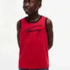 Camiseta sin mangas para niños con el logotipo de Tommy en letra cursiva
