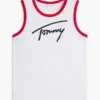 Camiseta sin mangas para niños con el logotipo de Tommy en letra cursiva