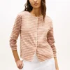Camiseta tipo cárdigan de algodón entrelazado a rayas