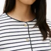 Camiseta tipo cárdigan de algodón entrelazado a rayas