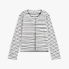 Camiseta tipo cárdigan de algodón entrelazado a rayas