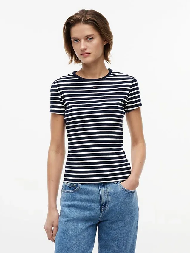 Camiseta Tommy Jeans Slim Stretch Ribbed Camiseta Tommy Jeans Slim Stretch Ribbed