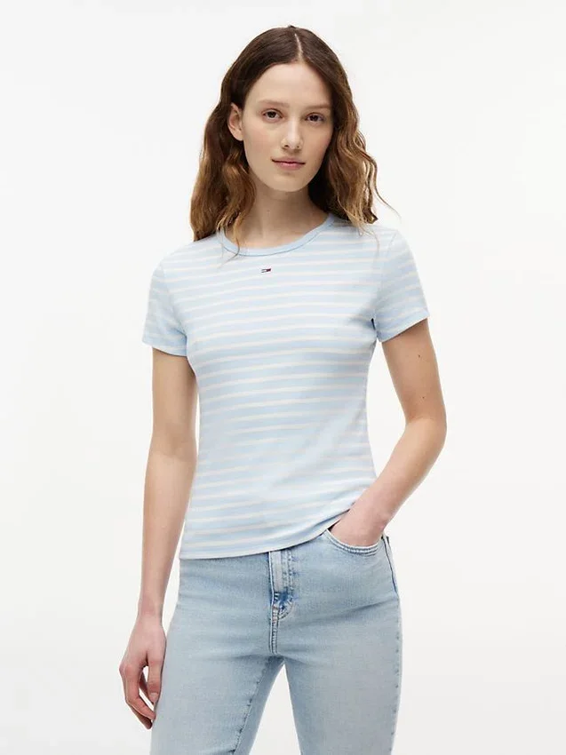 Camiseta Tommy Jeans Slim Stretch Ribbed Camiseta Tommy Jeans Slim Stretch Ribbed