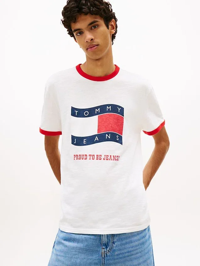 Camiseta Tommy Jeans Wavy Flag Ringer Camiseta Tommy Jeans Wavy Flag Ringer
