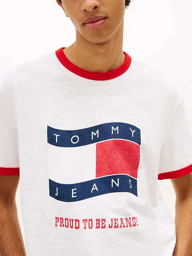 Camiseta Tommy Jeans Wavy Flag Ringer Camiseta Tommy Jeans Wavy Flag Ringer