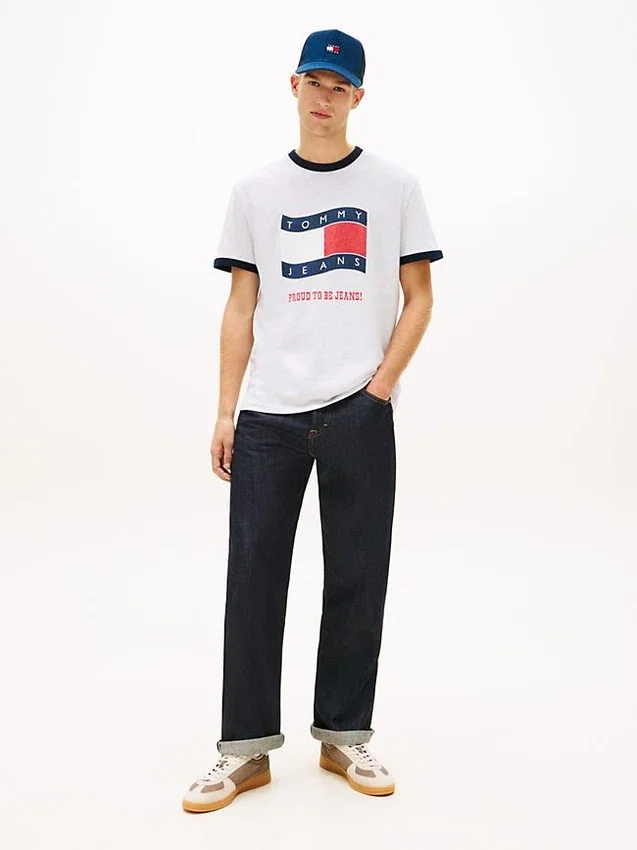 Camiseta Tommy Jeans Wavy Flag Ringer Camiseta Tommy Jeans Wavy Flag Ringer