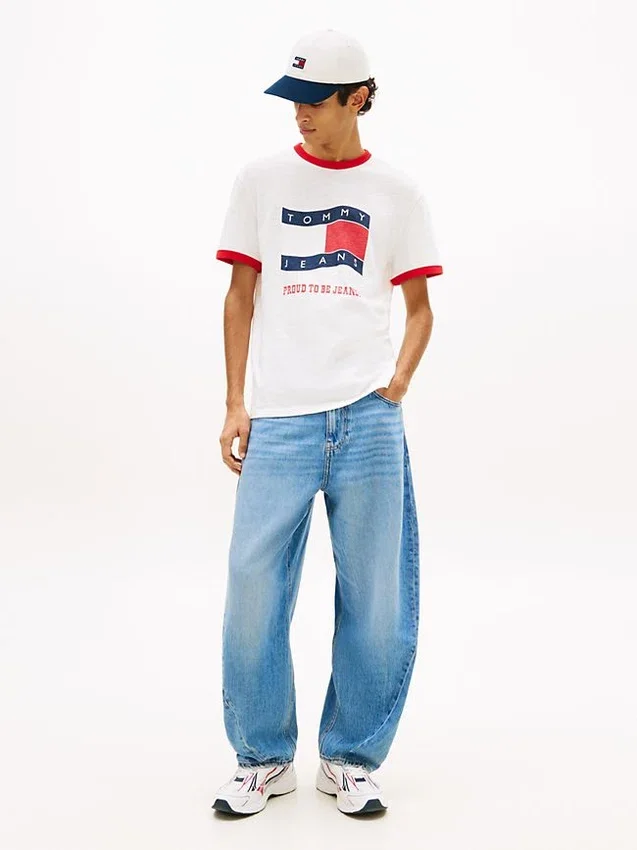 Camiseta Tommy Jeans Wavy Flag Ringer Camiseta Tommy Jeans Wavy Flag Ringer