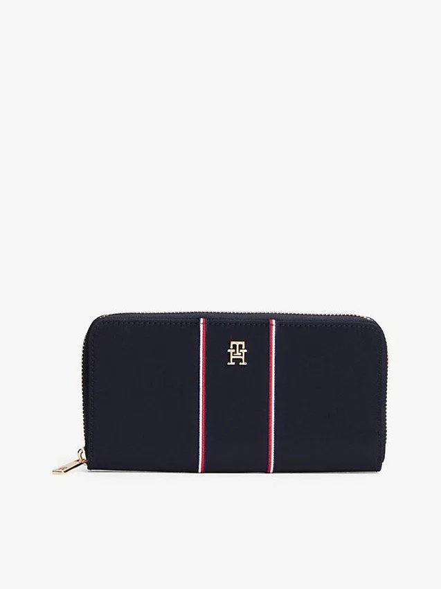 Cartera con cremallera y rayas distintivas Cartera con cremallera y rayas distintivas