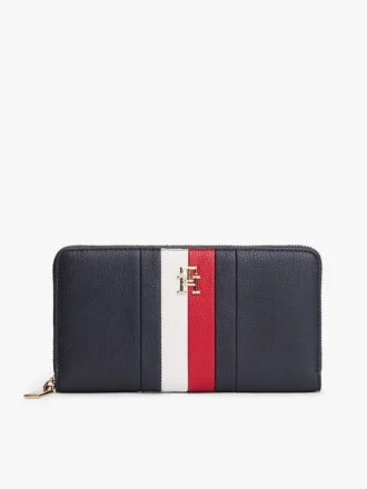 Cartera con cremallera y rayas distintivas