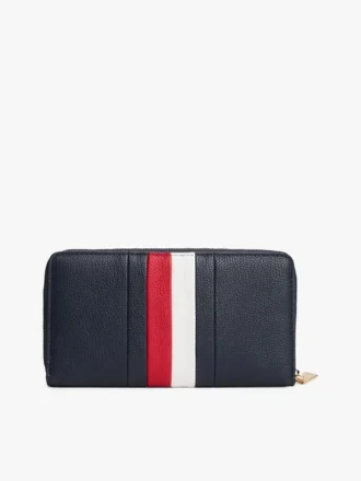 Cartera con cremallera y rayas distintivas