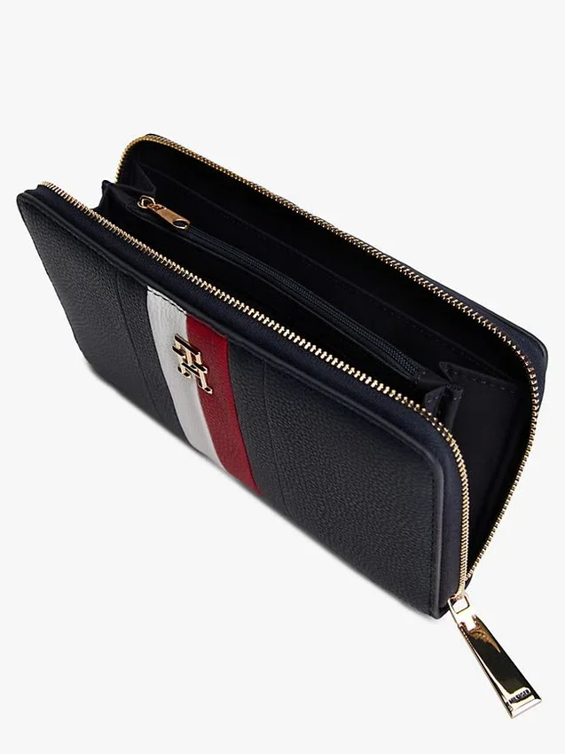 Cartera con cremallera y rayas distintivas Cartera con cremallera y rayas distintivas