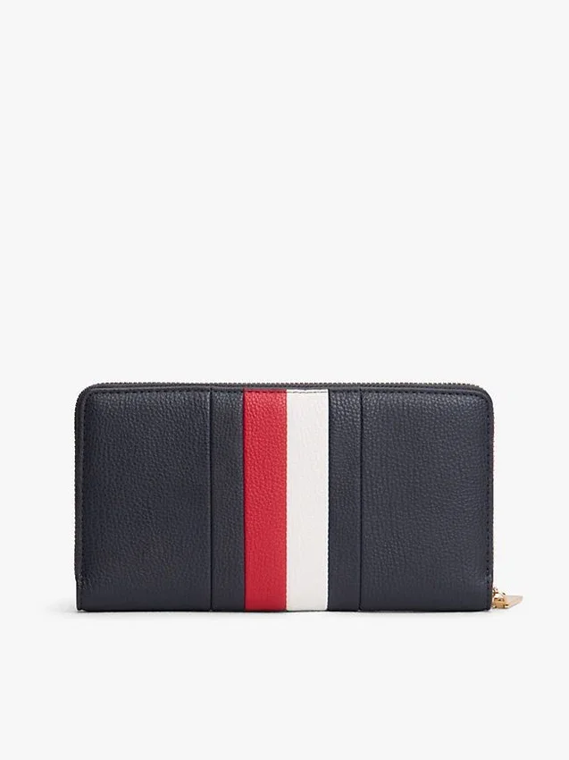 Cartera con cremallera y rayas distintivas Cartera con cremallera y rayas distintivas