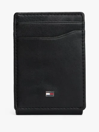 Cartera doble con cierre magnético de piel granulada