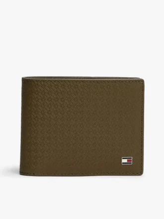 Cartera doble de piel con el logotipo de la bandera por toda la superficie