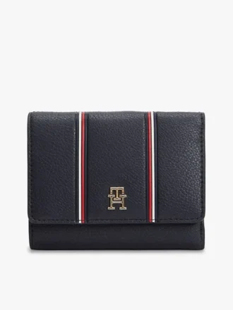 Cartera tríptica con rayas emblemáticas Cartera tríptica con rayas emblemáticas
