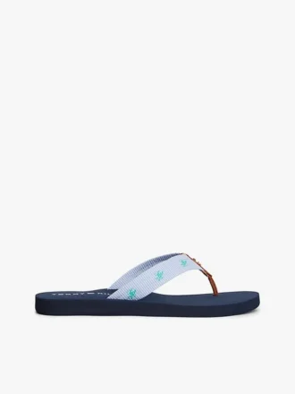 Chanclas de lona con monograma bordado