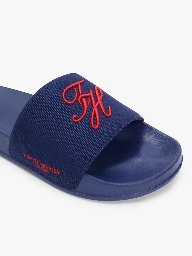 Chanclas de piscina de lona con monograma Chanclas de piscina de lona con monograma