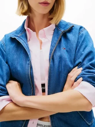Chaqueta con cremallera de cambray Tommy Jeans