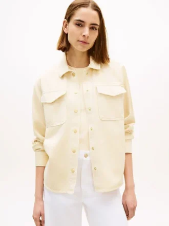 Chaqueta de camisa vaquera teñida en prenda