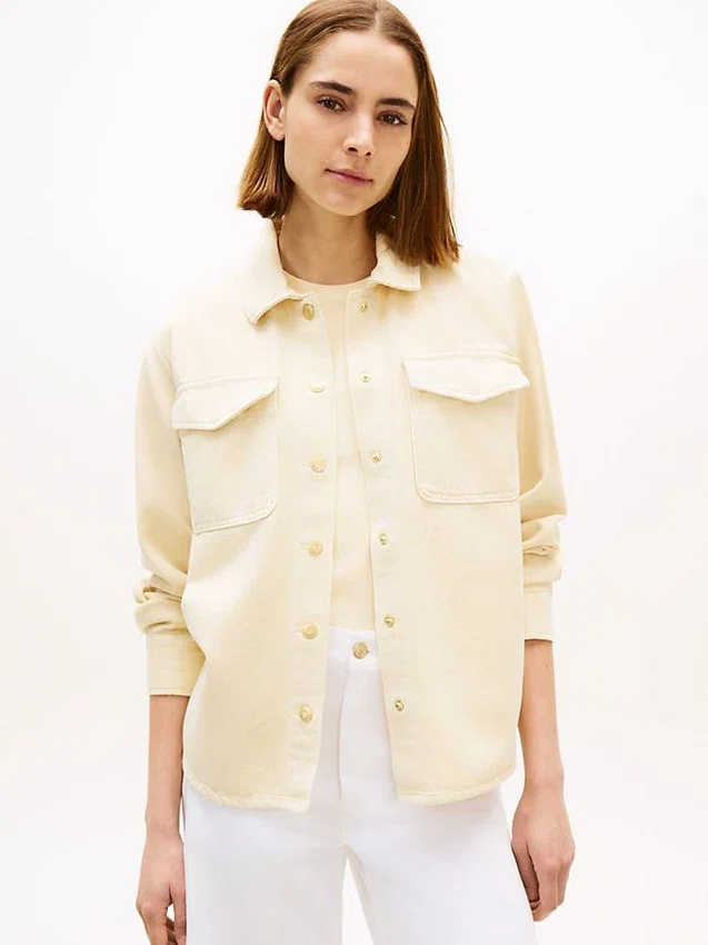 Chaqueta de camisa vaquera teñida en prenda Chaqueta de camisa vaquera teñida en prenda