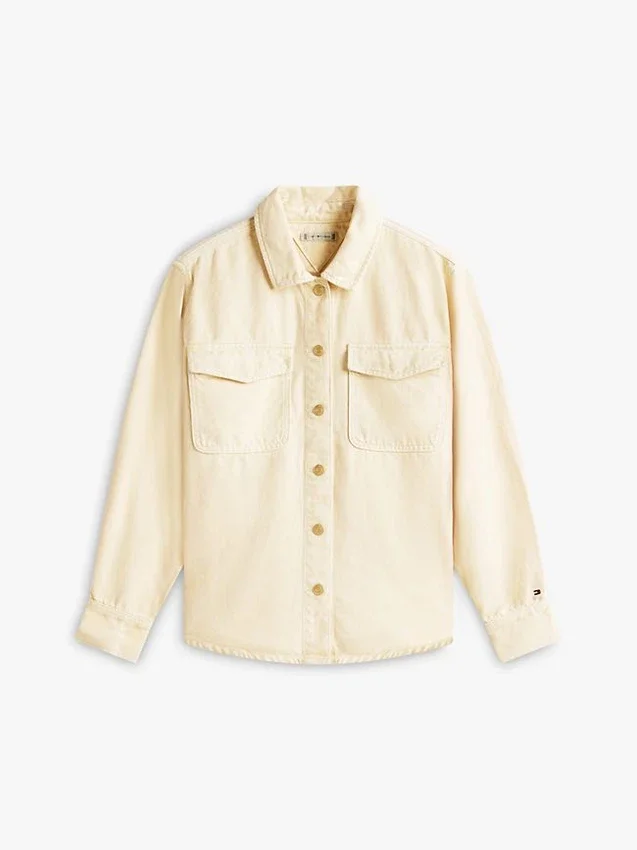 Chaqueta de camisa vaquera teñida en prenda Chaqueta de camisa vaquera teñida en prenda