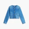 Chaqueta de mujer de denim lavado medio Chaqueta de mujer de denim lavado medio