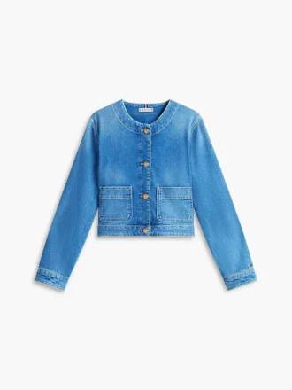 Chaqueta de mujer de denim lavado medio