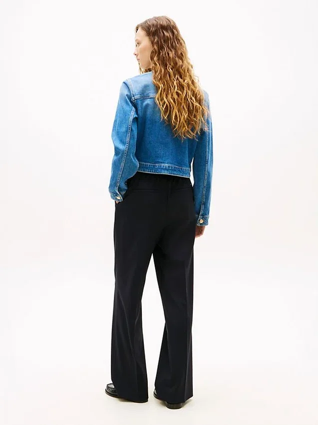 Chaqueta de mujer de denim lavado medio Chaqueta de mujer de denim lavado medio