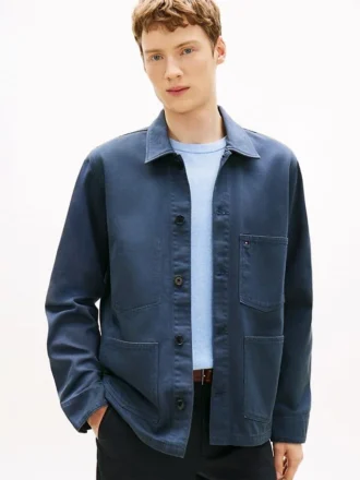 Chaqueta de trabajo de denim teñida en prenda